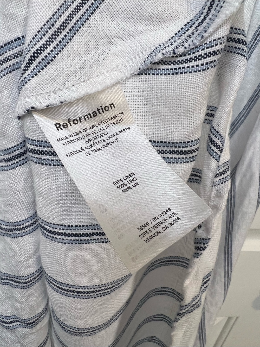 Reformation Tagliatelle Linen Dress in Harbor Stripe (Size 0) - Picture 9 of 9
